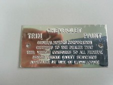 Corvette C3 1968-1978 blank color trim plate Mirror look like, cowl tag, decals