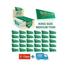 RIZLA GREEN KING SIZE MEDIUM THIN CIGARETTE ROLLING PAPERS 5,10,15,50 BOOKLETS 