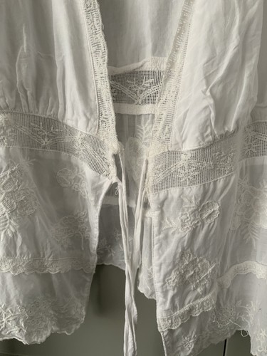 Zara white cotton lace tie - white, cotton/
