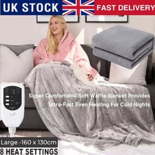 Heated Throw Electric Over Blanket Soft Fleece Comfort Control Sofa Washable UK