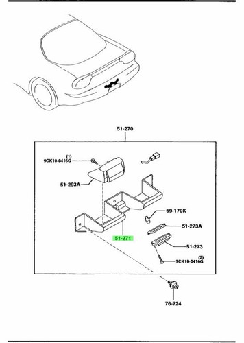 Oem mazda license lamp - lamp, bracket
