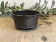 12cm Unglazed Brown Circular Brand New Bonsai Pot With Makers Mark Free Postage