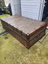 Antique steamer trunk - steamer,