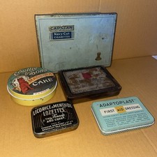 Vintage Lot Of 5x 20th Century Advertisement Tins - Capstan, Adaptoplast Etc