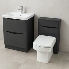 Bathroom Vanity Unit Designer Furniture Suite Back to Wall WC Toilet, Basin Sink