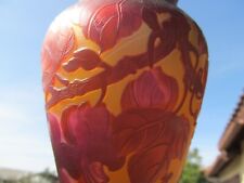 Contemporary French TIP Galle Cameo Glass Vase Flowers & Vines  design NICE