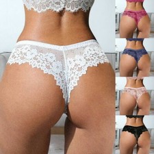 3,5Pack Women Mid Rise Silky Lace Sexy Floral Panties Thong Knickers Underwear