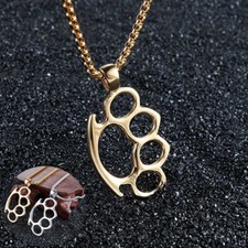 Necklace Knuckle Duster Pendant Titanium Steel Bracelet Tiger Silver & Gold