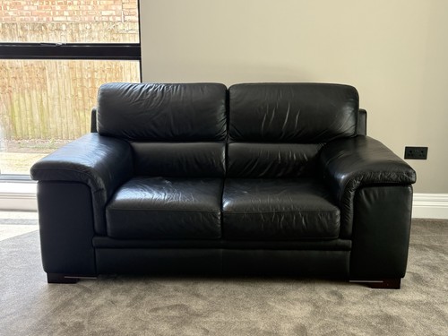 Black leather large seater - 2,