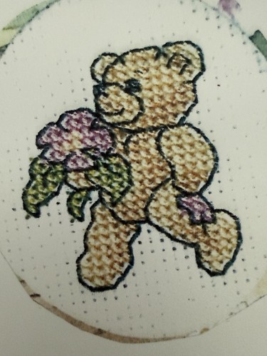 Teddy with flowers mini cross - flowers,