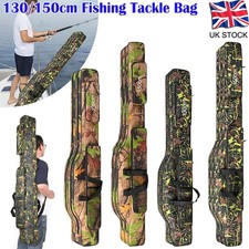 2 Layer 130cm/150cm Folding Fishing Rod Holdall Bag Carry Case For Rods&Reels UK