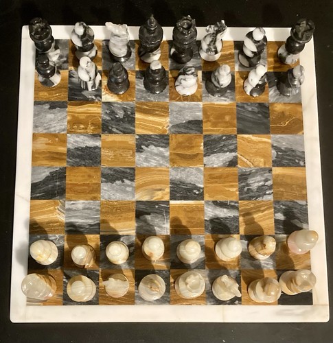 Marble chess set - marble, 12"