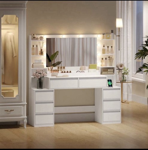 Dressing table with led mirror - with,