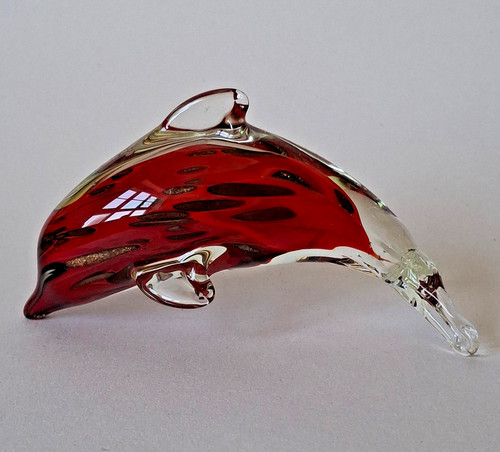 Murano glass dolphin red - glass, &
