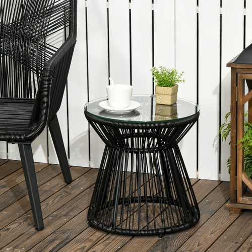 Rattan end table round - end,
