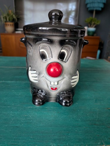Vintage 14cm dusty bin ceramic - 14cm,