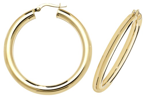 9ct gold hoop earrings round - gold,