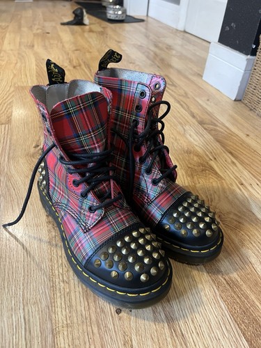 Doc martens red tartan studded - doc,