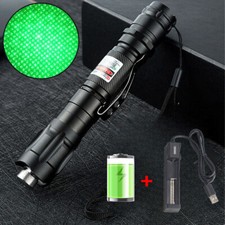 532nm Green Laser Penlight Strong Light Beam Torch 3000Miles Rechargeable + Caps