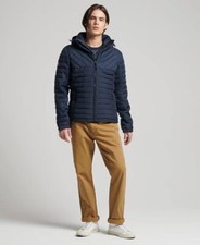Superdry Tweed Mix Fuji Jacket Navy Harringbone Quilted Windcheater