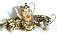 WEDGWOOD HANDPAINTED COFFEE SET BY  MILLICENT  TAPLIN - ART DECO STYLE.