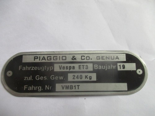 Type plate - plate, vespa