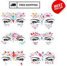 Face Gems Adhesive Glitter Jewel Tattoo Sticker Festival Rave Party Body Make Up