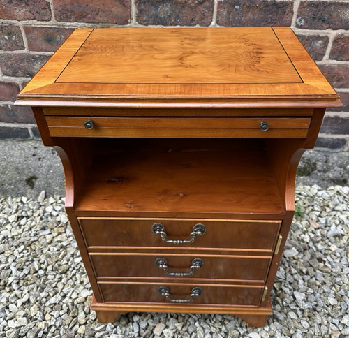 Yew wood bedside - , cupboard