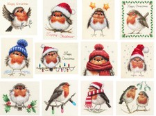 CHRISTMAS ROBINS Original Full counted cross stitch sewing kits, Xmas Holly, Joy