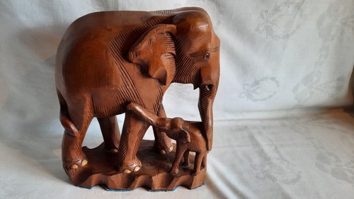 Carved wooden elephant - carved, elephant..large