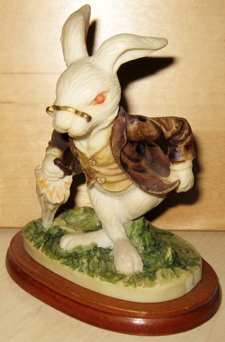White rabbit figurine wood - white,