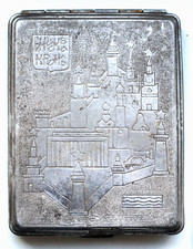 Vintage Soviet Russia USSR Cigarette Case Moskow Kremlin