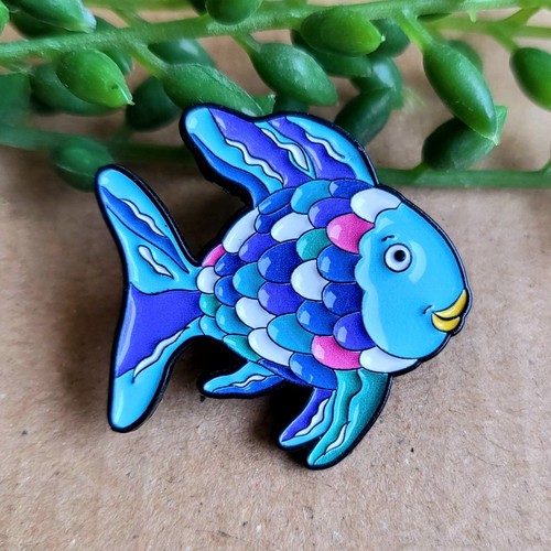 Rainbow fish enamel metal pin - enamel,