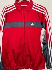 Adidas Red Track Jacket 3-Stripes Vintage Retro Style XL