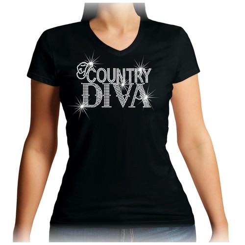 Neck country diva rhinestone - v,