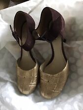 Vintage  1970s Retro Gold Clark’s Shoes Gatsby 1920s 1930s Style Rare Suede Sz 7