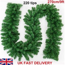 9ft Christmas Garland Decorations Fireplace Artificial Wreath Bushy Pine 220Tips