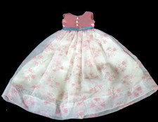 Vtg 60s Ideal Pepper Doll Flower Girl Dress #9332 PInk White Flocked Floral