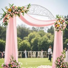Heavy Duty Dual Tube Garden Arch 7.8Ft White Metal Wedding Archway Patio Decor