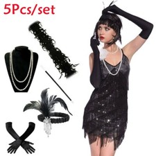 Ladies Gatsby Fancy Dress Accessories Flapper 1920'S Charleston Girl Dress Set
