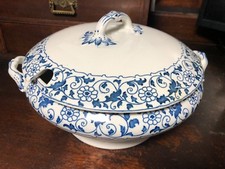 JHW & Sons Hanley England Semi Porcelain  Handled Tureen  with lid