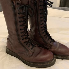 Dr Martens 9733 Vintage 14 Hole Double Zip Boots Size 7- 7.5  Dark Oxblood. 