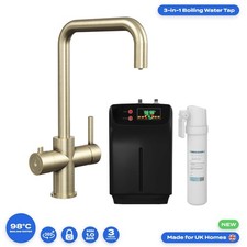 Brushed Brass 3-in-1 Instant Boiling Hot Water Tap Including Tank & Filter