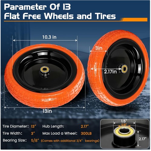 Durable solid tires - 13",