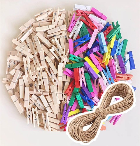 Colorful mini wooden clips - mini,