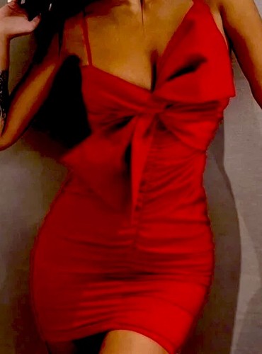 Zara red ruched - bow, mini
