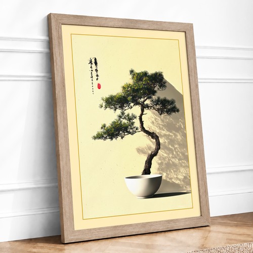 Bonsai stone japandi framed - bonsai,