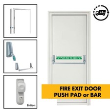 Fire Exit Door - Fire Escape Steel Door c/w Frame, Optional Push Pad or Bar