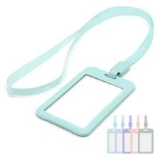 Lanyard with Plastic Card Holder ID Pocket Badge Soft Plain Neck Strap & Pass UK