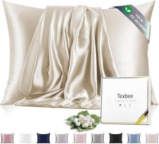 Texbee Silk Pillowcase, 22 Momme Mulberry Pillowcases for 50x66CM, Cream 